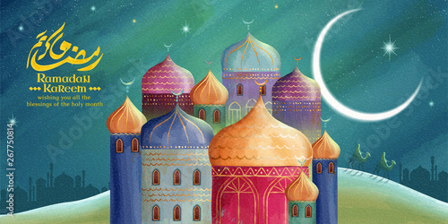Ramadan kareem colorful mosque
