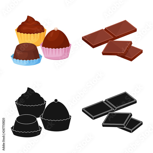 Isolated object of food and yummy sign. Set of food and brown   stock symbol for web.