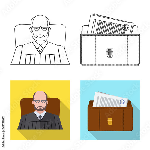 Isolated object of law and lawyer symbol. Collection of law and justice stock vector illustration.