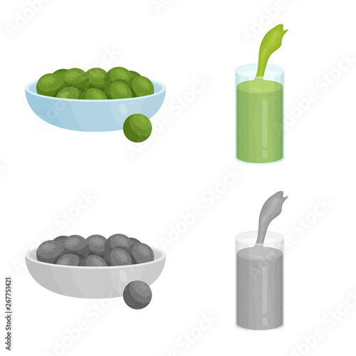 Vector illustration of protein and sea symbol. Collection of protein and natural vector icon for stock.