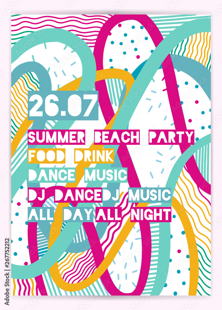 Poster for summer party. Weekend in beach, Holiday layout. Typography design. Banner,leaflet,invitation.