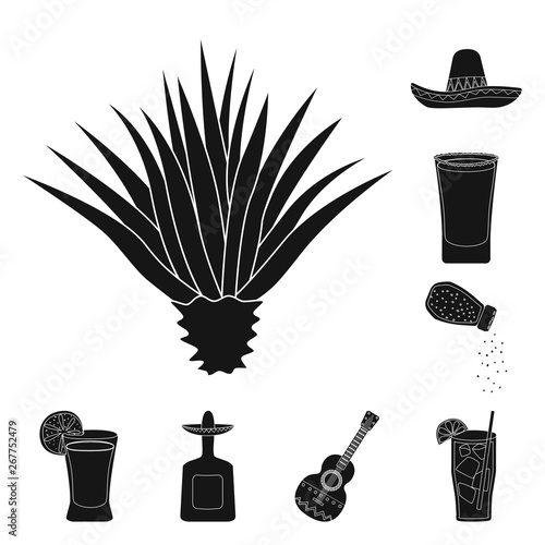 Vector illustration of carnival and national symbol. Collection of carnival and tequila stock symbol for web.