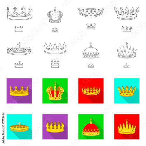 Vector design of medieval and nobility sign. Collection of medieval and monarchy vector icon for stock.