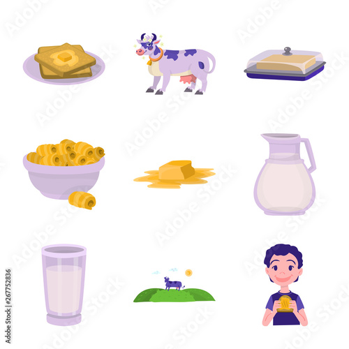 Vector design of food and dairy symbol. Set of food and cholesterol vector icon for stock.