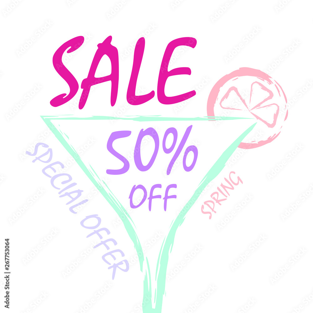 Sale banner template design, Special offer. 50% off. Vector illustration. 