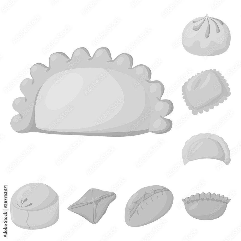 Vector illustration of dumplings and stuffed icon. Set of dumplings and dish vector icon for stock. Vector illustration of dumplings and stuffed icon. Set of dumplings and dish vector icon for stock.