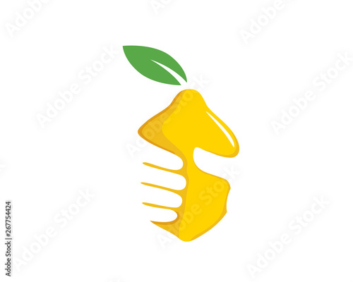 Fresh Juicy Lemon hand squeeze Logo on Isolated Background