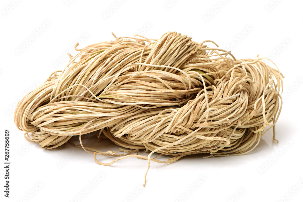 dried shavings of calabash on white background dried shavings of calabash on white background