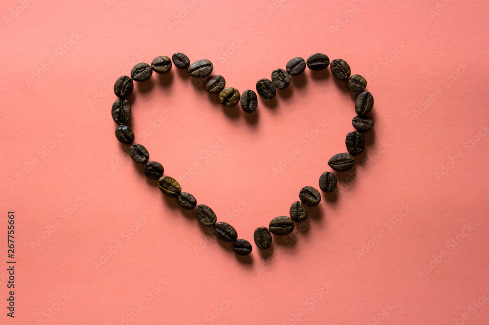 coffee hearth on pink background with copy space coffee hearth on pink background with copy space