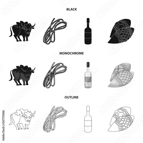 Vector design of traditional and tour icon. Collection of traditional and landmarks vector icon for stock.