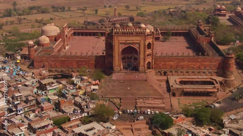 Fatehpur Sikri Abkbar's residence, India, 4k aerial photo