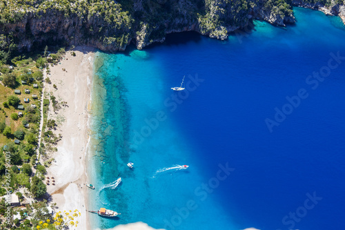 Butterfly Valley. Top view of the beach and the sea. Oludeniz   Fethiye  Turkey