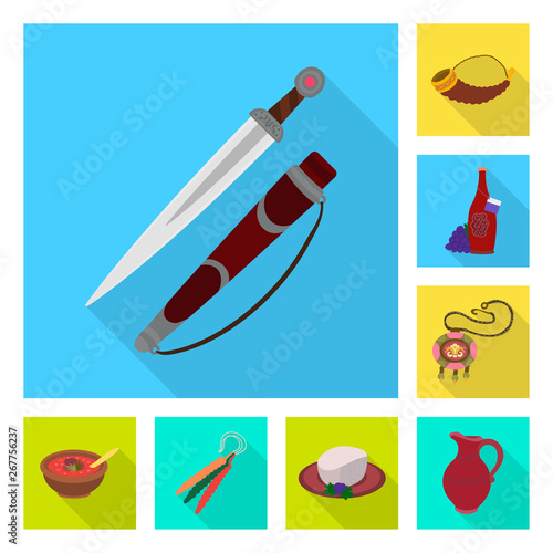 Vector illustration of culture and sightseeing logo. Set of culture and originality stock vector illustration.