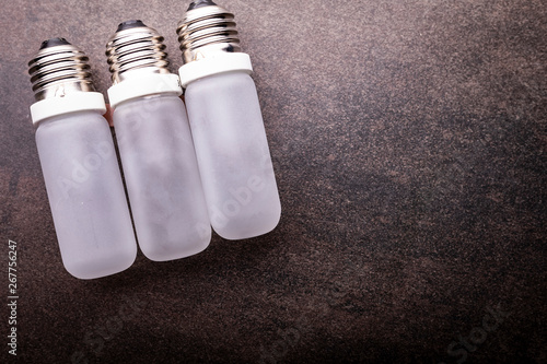 Bulbs. Composition of light bulbs on a dark background