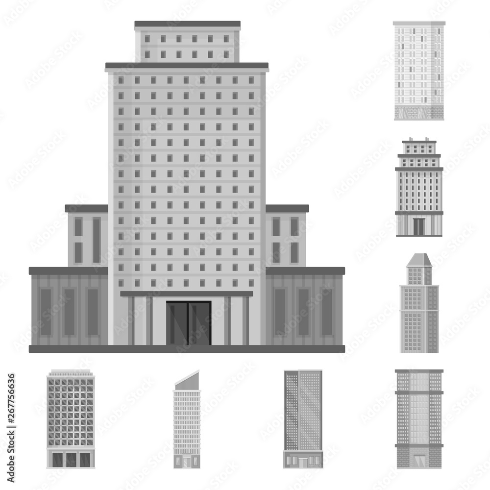 Fototapeta premium Isolated object of construction and city symbol. Collection of construction and center stock vector illustration.