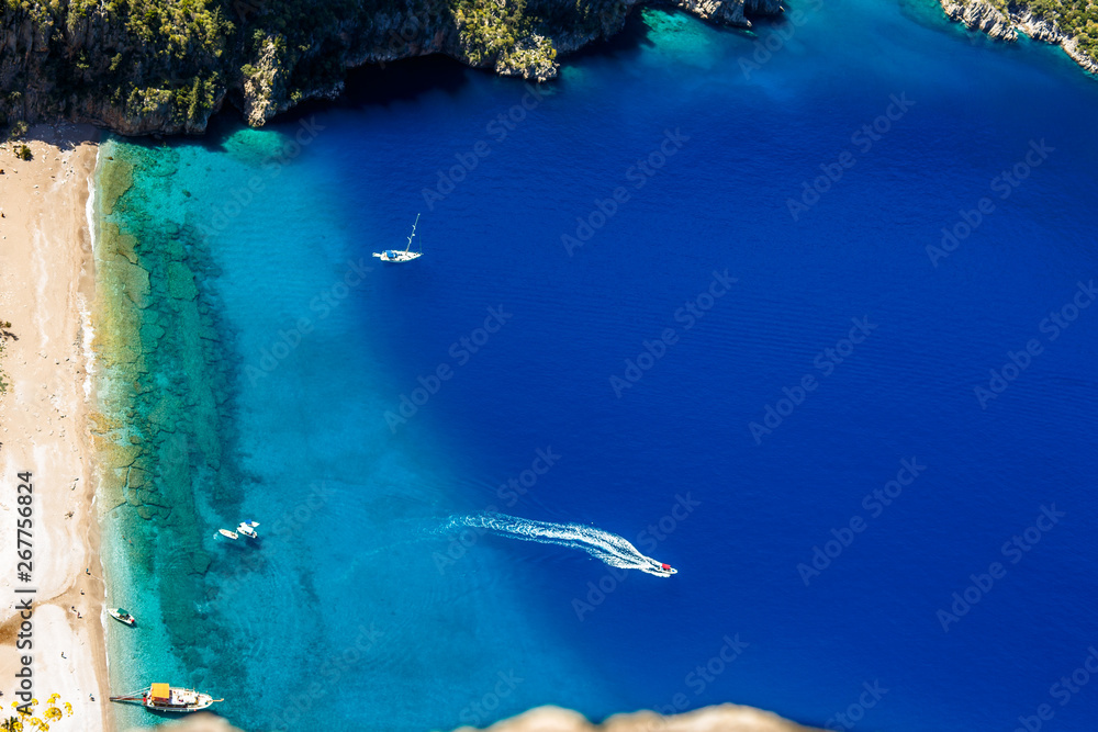 Butterfly Valley. Top view of the beach and the sea. Oludeniz / Fethiye, Turkey