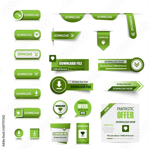 Collection of web buttons download in green design