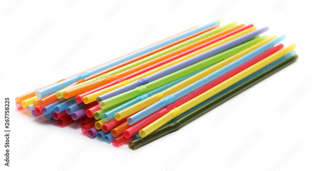 Colorful drinking straws isolated on white background Colorful drinking straws isolated on white background