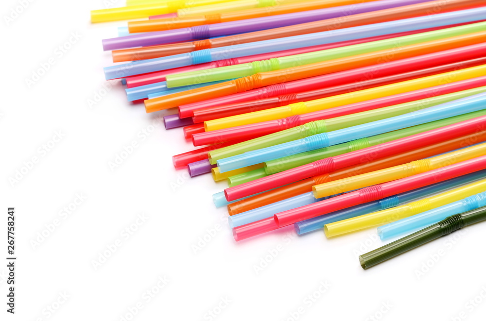 Colorful drinking straws isolated on white background Colorful drinking straws isolated on white background