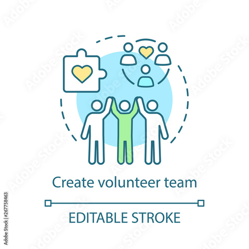 Create volunteer team concept icon
