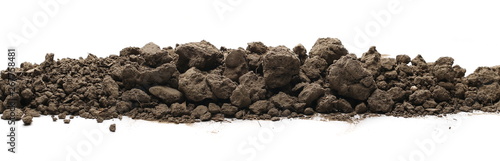 Dry dirt pile isolated on white background