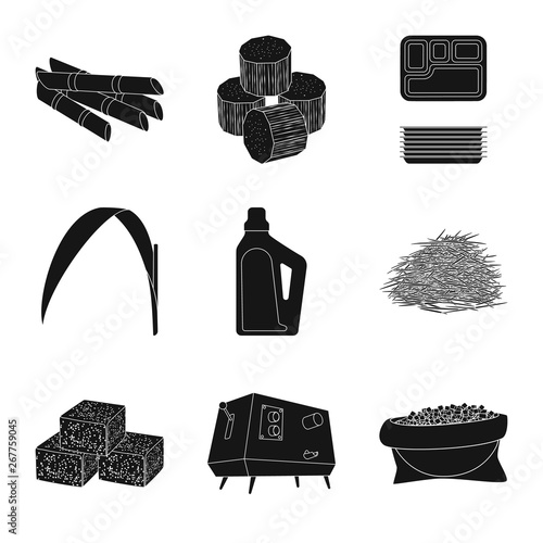 Vector illustration of sucrose and technology symbol. Set of sucrose and cane vector icon for stock.
