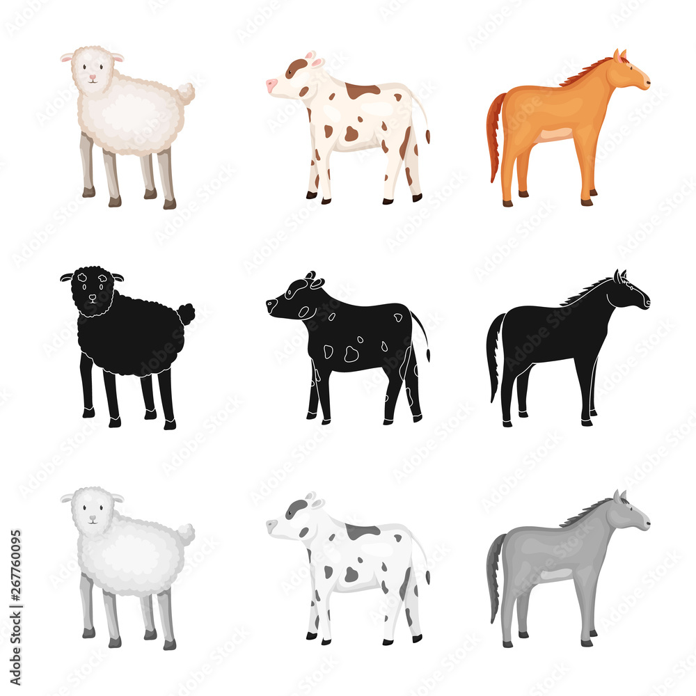 Fototapeta premium Vector design of breeding and kitchen logo. Set of breeding and organic vector icon for stock.