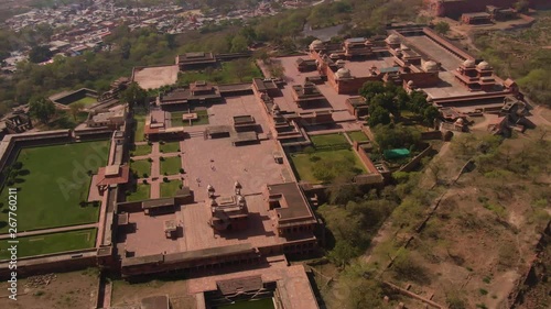 Fatehpur Sikri Abkbar's residence, India, 4k aerial photo