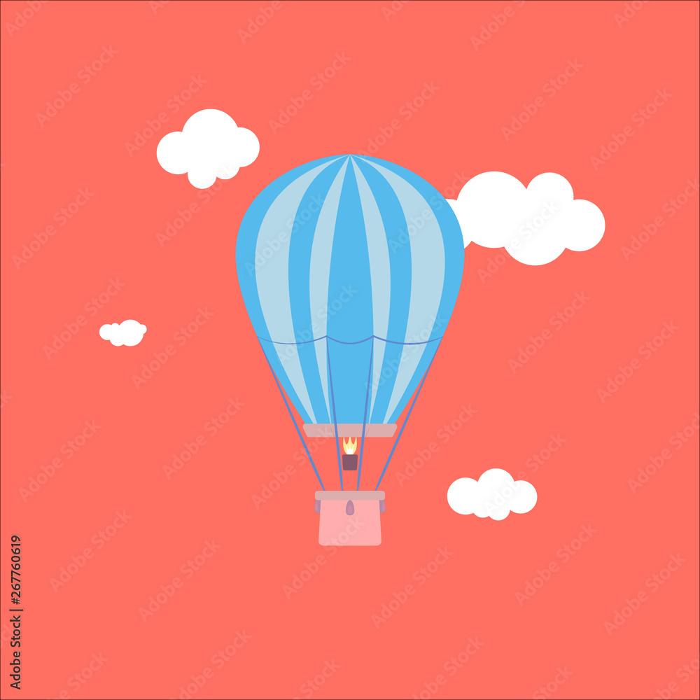 Fototapeta premium Blue balloon on the background of clouds