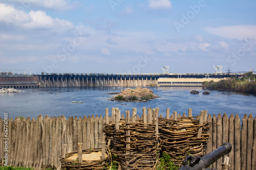  Beautiful dam on the river Dnieper. Beautiful nature.