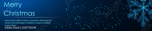 Shining Snowflakes. Banner. Abstract image of a starry sky or space, consisting of points, lines, n the form of stars and the universe. Low poly vector