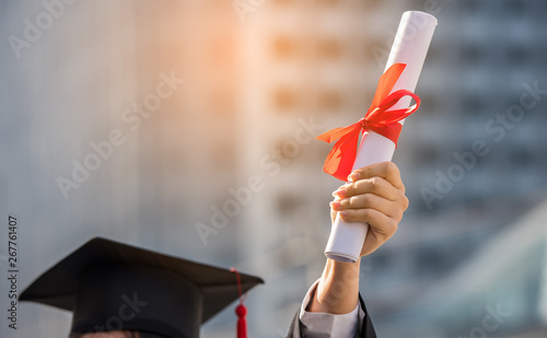 graduation certificate in her hand photo