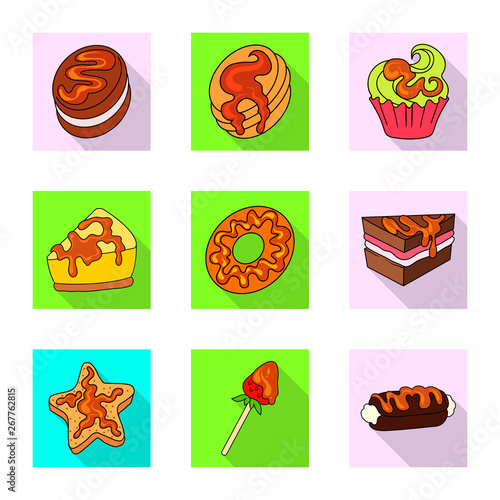 Vector design of confectionery and culinary icon. Set of confectionery and colorful stock vector illustration.