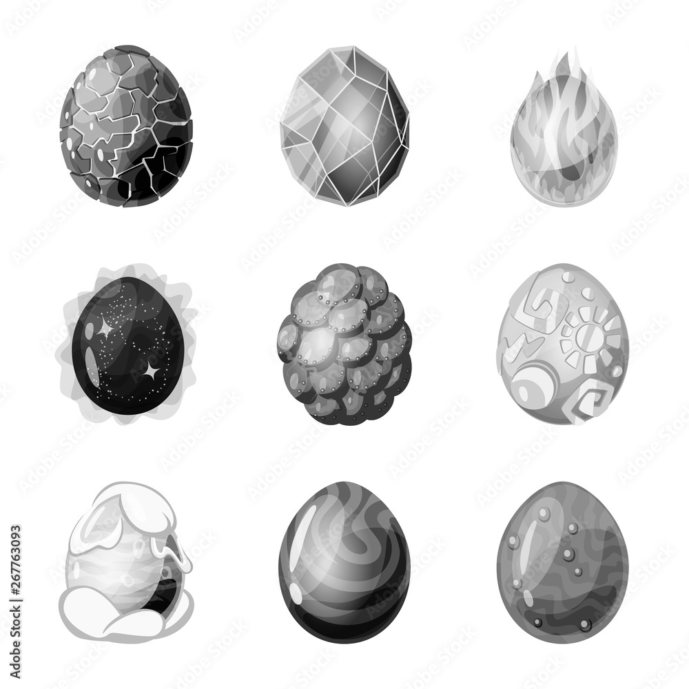 Vector illustration of monster  and fantasy icon. Set of monster  and big stock symbol for web.