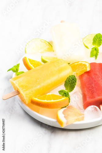 Resfreshing healthy natural juice popsicles