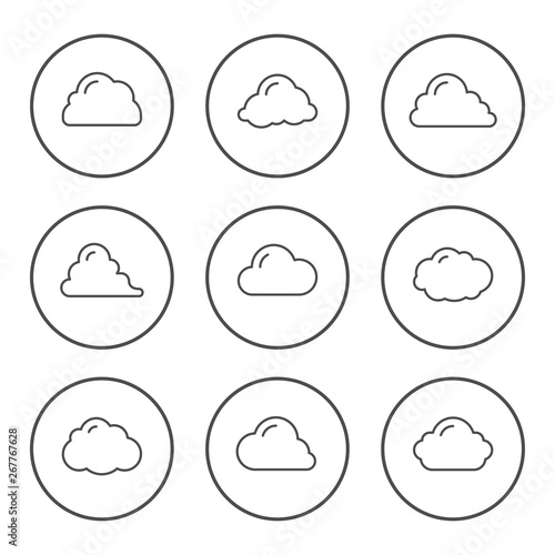 Set round line icons of cloud