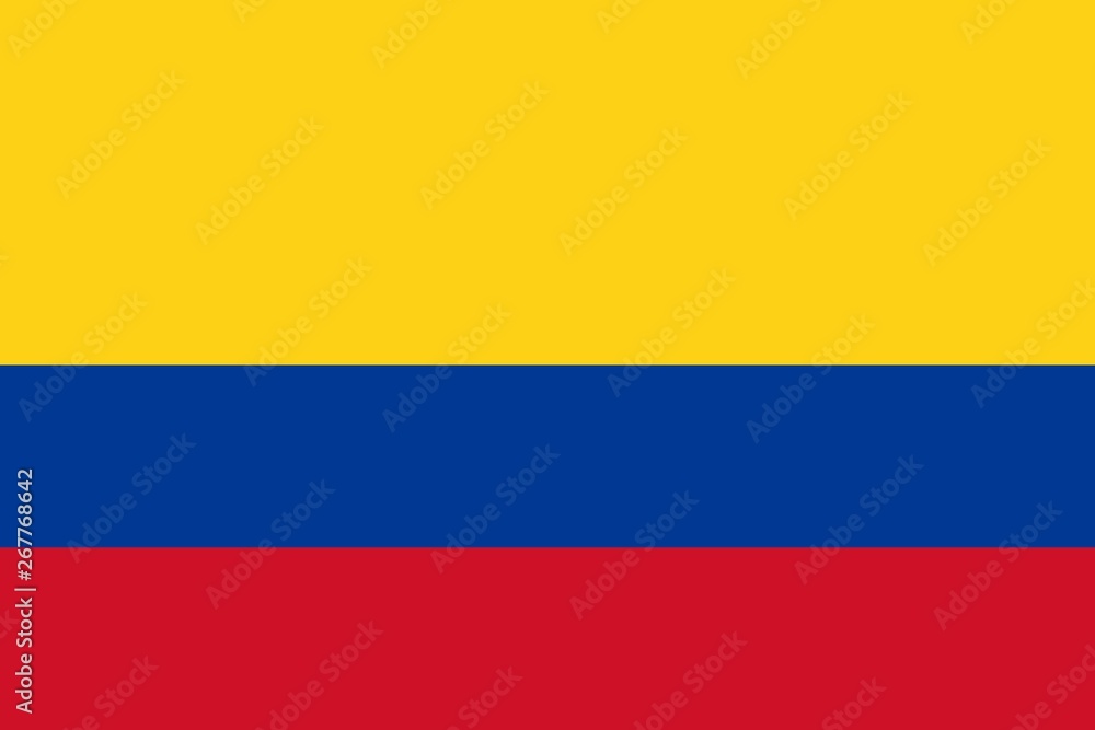 Flag Of Colombia. Ratios and colors are observed.