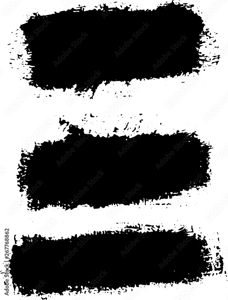 Vector black paint, ink brush stroke, brush, line or texture. Dirty artistic design element, box, frame or background for text.	