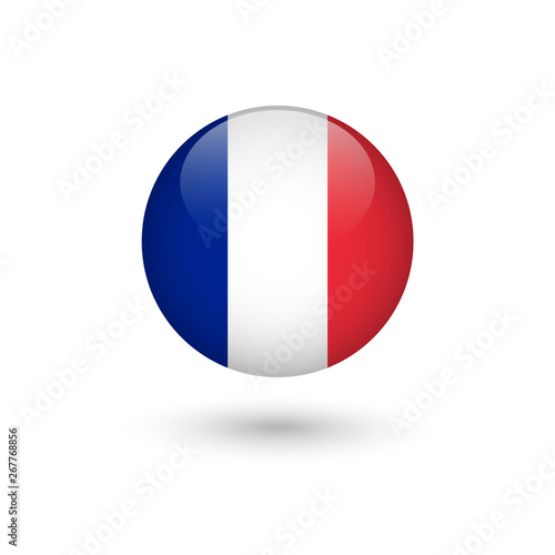 France flag round glossy