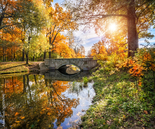 Осенний пейзаж с мостом Autumn landscape with a bridge