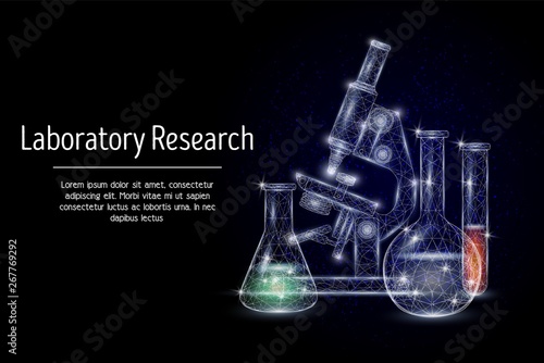 Laboratory research, vector polygonal art style illustration