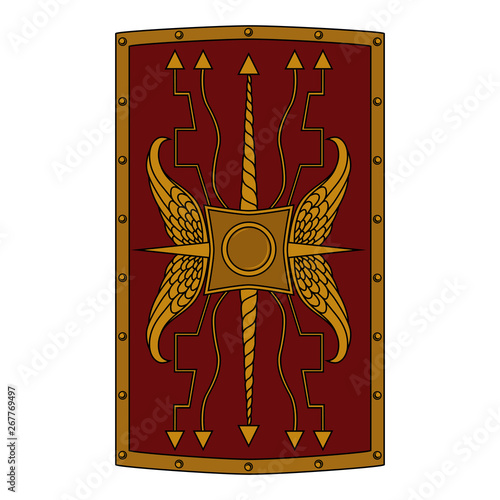 Vector image of a shield of a roman legionary. Image on white background.