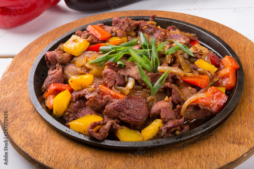 Meat mix sizzler prepared and served