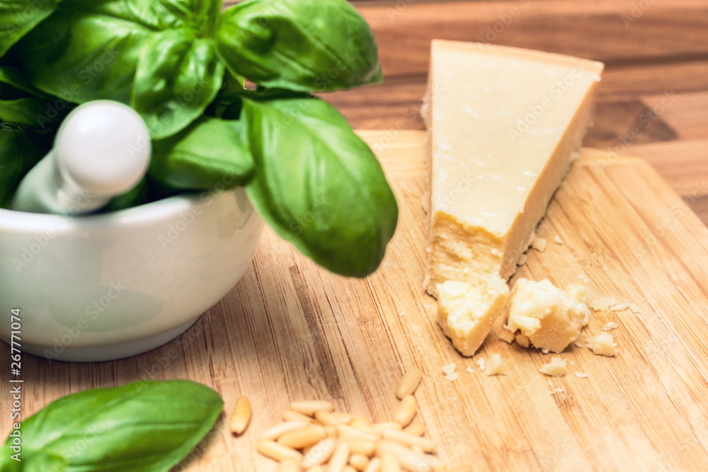 Parmigiano Reggiano, Basil and Pine Nut Kernels Parmigiano Reggiano, Basil and Pine Nut Kernels