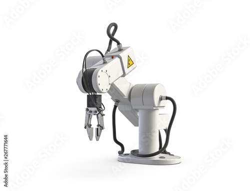 3D render of robot arm isolated on white