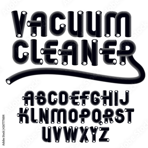 Vector capital modern alphabet letters set. Trendy rounded font, script from a to z can be used in art  poster creation. Created with hosepipe style, plumbing.