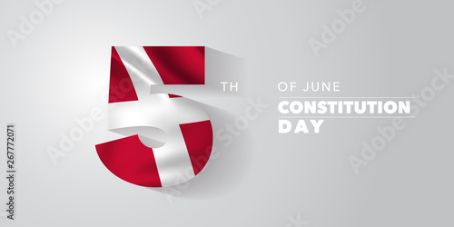 Denmark happy constitution day greeting card, banner, vector illustration