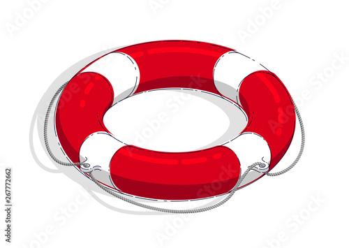 Life buoy isolated on white background, Lifebelt, Lifesaver, vector 3d illustration in cartoon style.