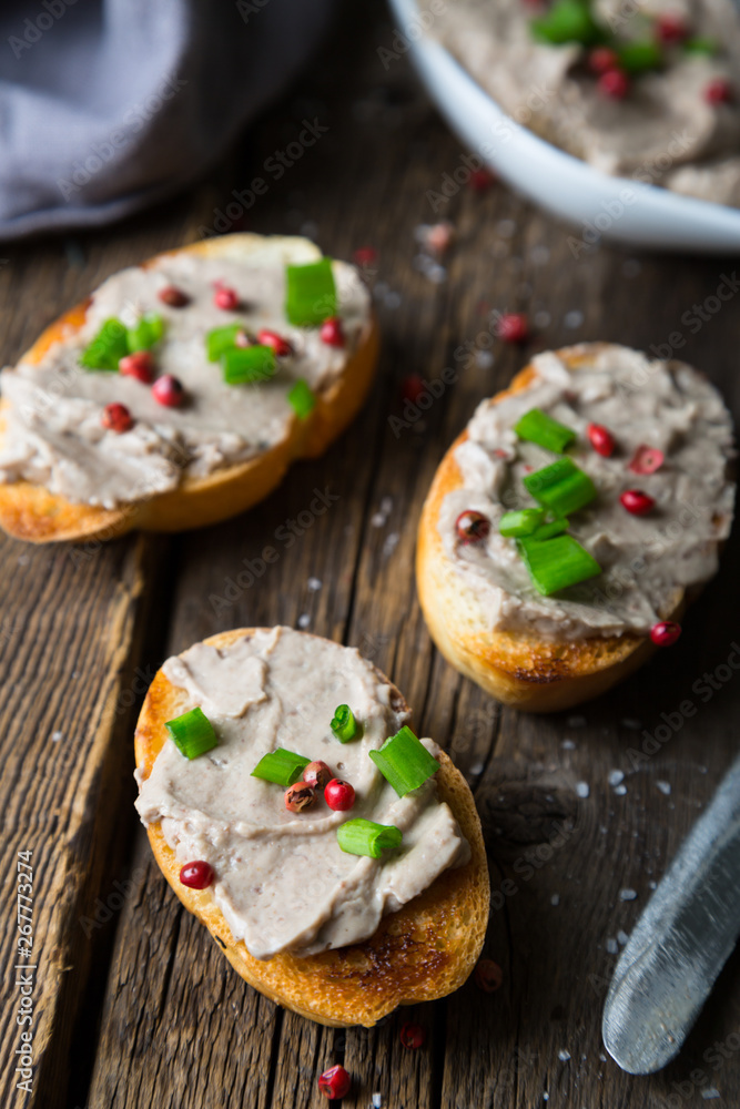 Bruschetta with pate and spices Bruschetta with pate and spices