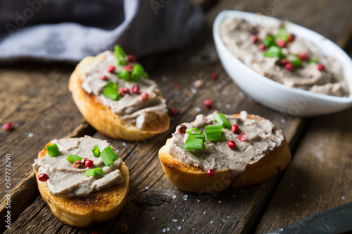 Bruschetta with pate and spices